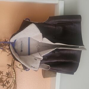 Jennifer Lopez JLO Faux Fur Suede Sherpa Bomber Vest Medium With Pockets